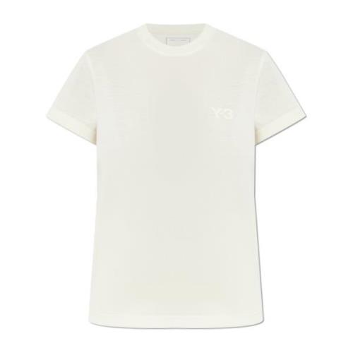 Y-3 T-shirt med logotyp Beige, Dam