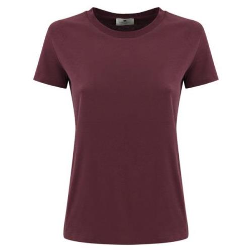 Elisabetta Franchi Bordeaux Bomull Logo T-shirt Red, Dam