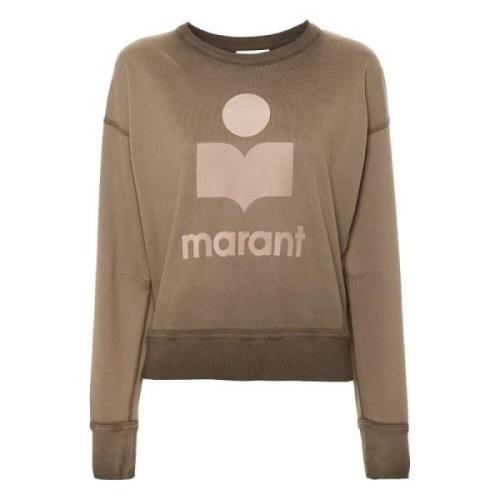 Isabel Marant Étoile Khaki Flocked Logo Crew Neck Sweater Beige, Dam