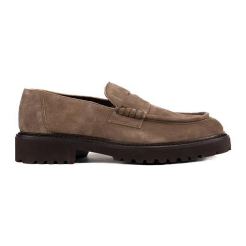 Doucal's Mockasiner i mocka med slip-on Gummisula Brown, Herr