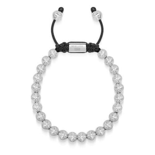 Nialaya Mens Mini Beaded Bracelet with Sterling Silver Beads Gray, Her...