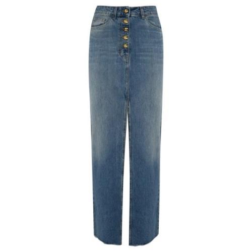 Elisabetta Franchi Denim Kjol med Låg Midja Blue, Dam