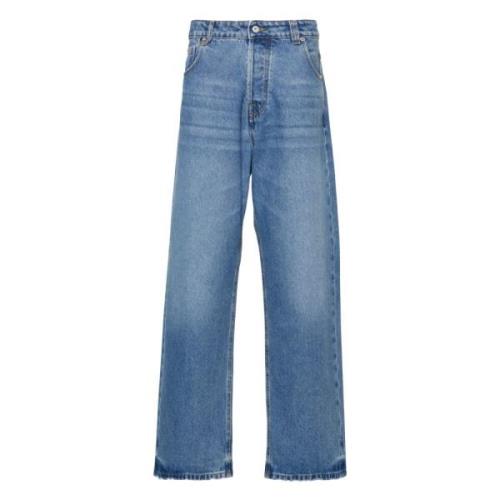 Jacquemus Ljusblå Denim Jeans med Slitna Finish Blue, Herr