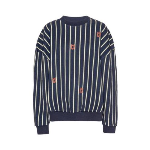 Henrik Vibskov Navy Horse Head Stripe Sweatshirt Multicolor, Herr