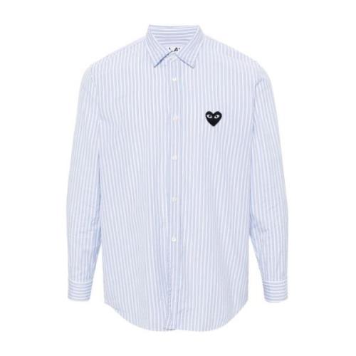 Comme des Garçons Play Randig svart hjärt långärmad skjorta Blue, Dam