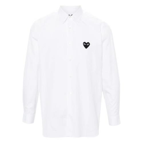 Comme des Garçons Play Svart Hjärta Långärmad Skjorta White, Dam