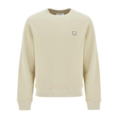 Maison Kitsuné Fox Head Crewneck Sweatshirt Beige, Herr