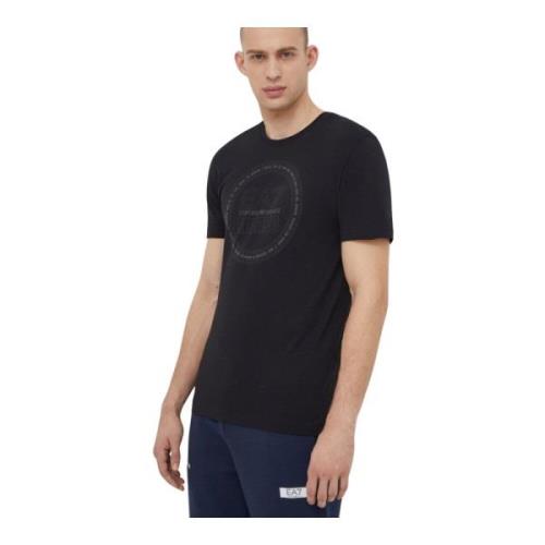 Emporio Armani EA7 Svart Bomull Logo T-shirt Black, Herr