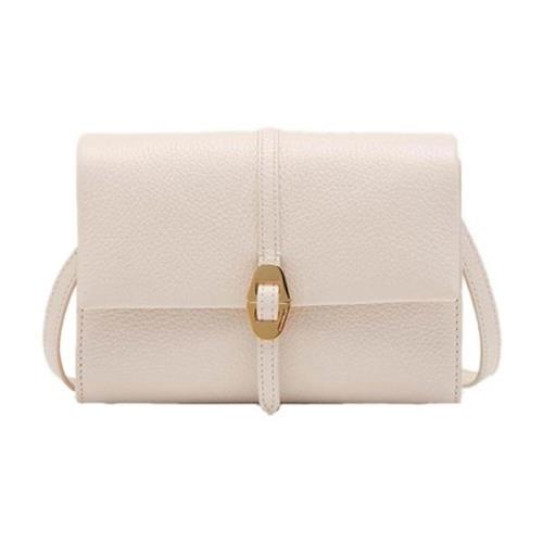 Coccinelle Läder Crossbody Väska Metall Detalj White, Dam