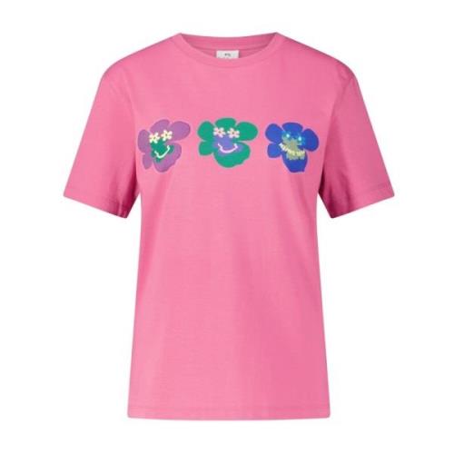 PS By Paul Smith Ekologisk Bomull Blommigt Tryck T-shirt Pink, Dam