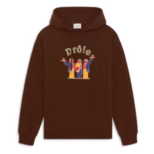 Drole de Monsieur Brun Hoodie Fransk Terry Tyg Brown, Herr