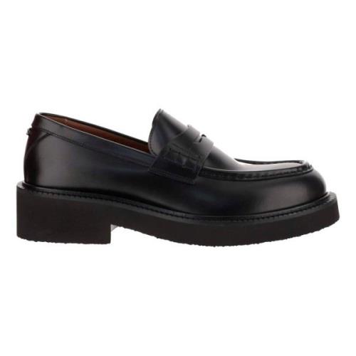 Valentino Garavani Svart Kalvskinn Moccasin Gummibotten Black, Herr