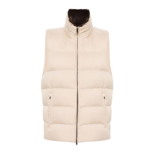 Herno Quiltad Pälskrage Ärmlös Jacka Beige, Herr