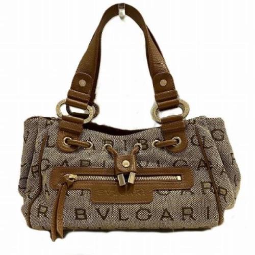 Bvlgari Vintage Pre-owned Canvas handvskor Beige, Dam