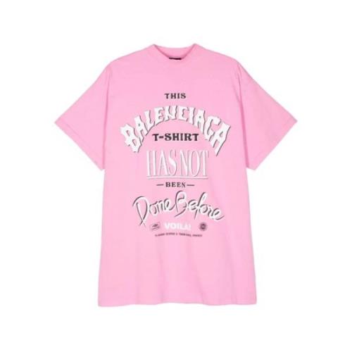 Balenciaga Flamingo Pink Text Print T-shirt Pink, Dam