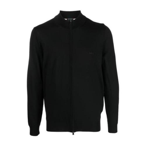 Boss Stiligt Svart Ull Cardigan Black, Herr