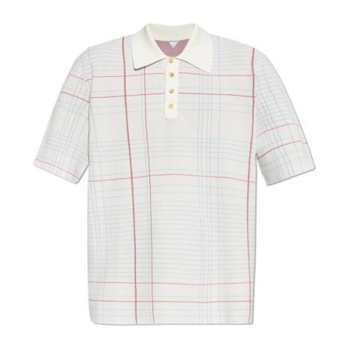 Bottega Veneta Polo med rutmönster White, Herr