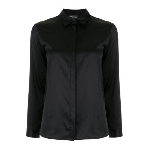 Emporio Armani Klassisk Button-Up Skjorta Svart Black, Dam