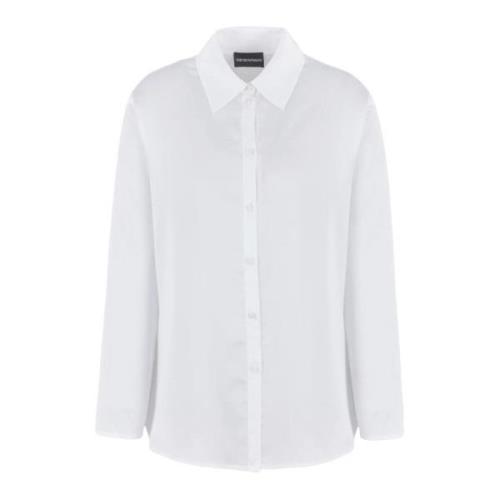 Emporio Armani Satin Crepe Classic Collar Shirt White, Dam