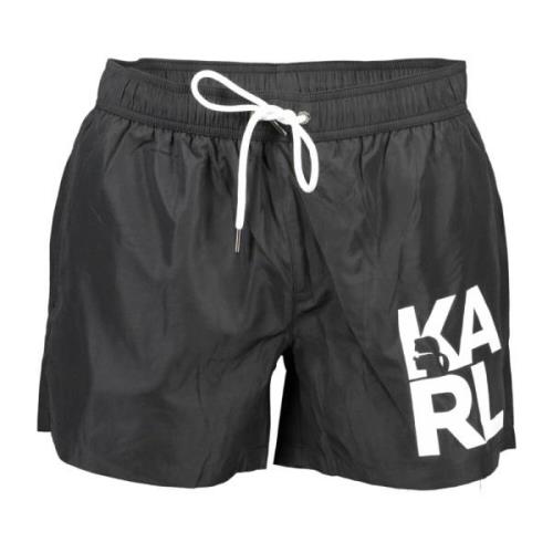 Karl Lagerfeld Herr Badshorts Svart Kontrastdetaljer Black, Herr