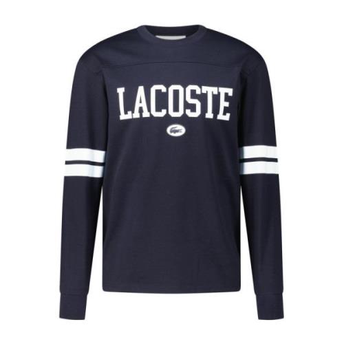 Lacoste Label-Print Sweatshirt Klassisk Stil Blue, Herr