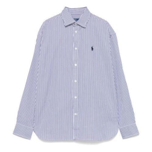 Polo Ralph Lauren Blårandig Poplin Skjorta Blue, Dam