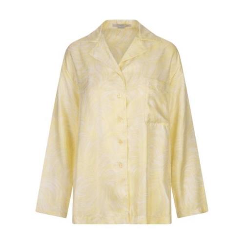 Stella McCartney Gul Tryckt Silke Pyjama-Stil Skjorta Yellow, Dam