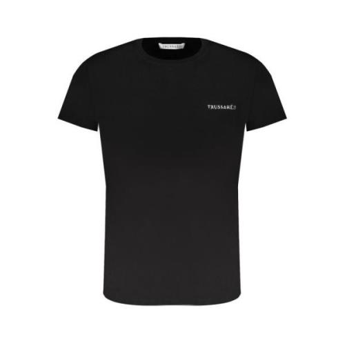 Trussardi Svart Bomull Logo Print T-shirt Black, Dam