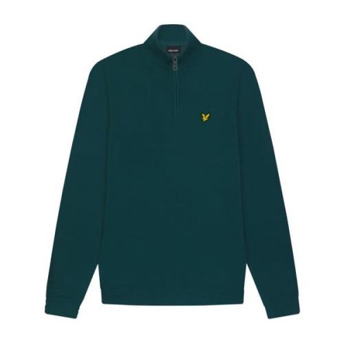 Lyle & Scott Quarter Zip Stickad Tröja Green, Herr