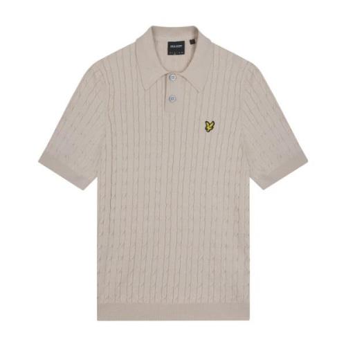 Lyle & Scott Kabelstickad Polotröja Beige, Herr