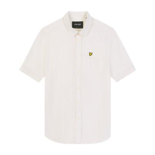 Lyle & Scott Texturerad Randig Kortärmad Skjorta Beige, Herr