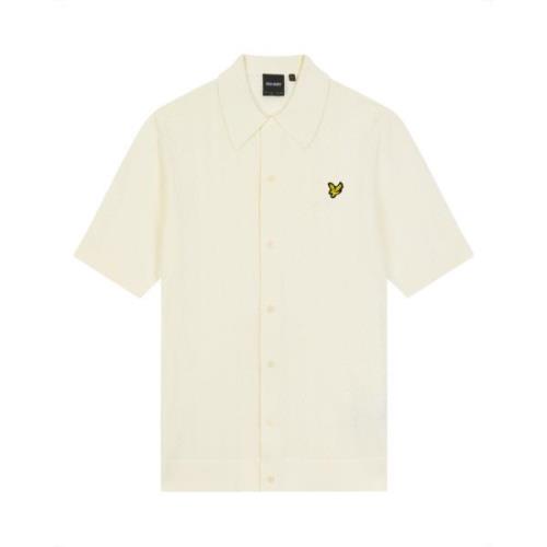 Lyle & Scott Textured Stripe Polo Stickat Beige, Herr