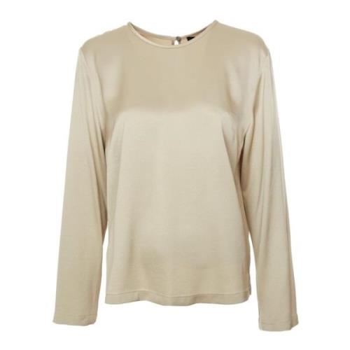 Drykorn Flowy Blus med knappstängning Beige, Dam