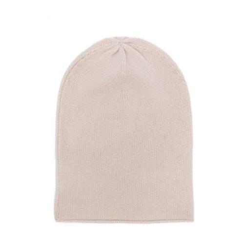 Allude Plattstickad Beanie Hat White, Dam