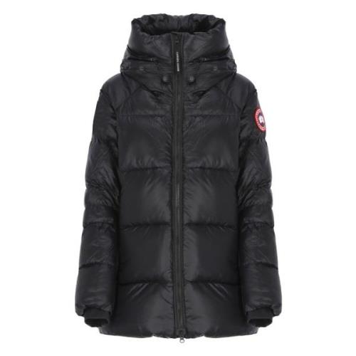 Canada Goose Svart Vadderad Dunjacka med Huva Black, Dam