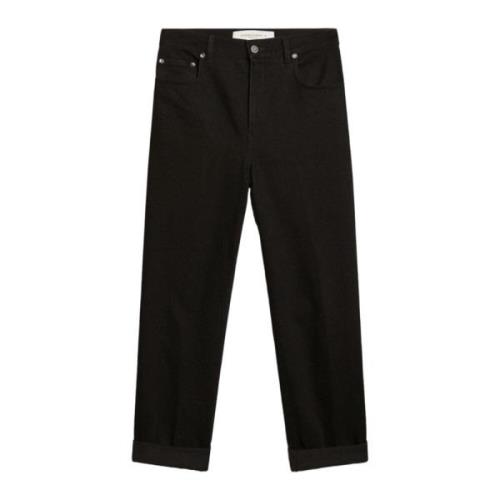 Golden Goose Svarta Wide Leg Jeans med Guld Stjärna Black, Dam