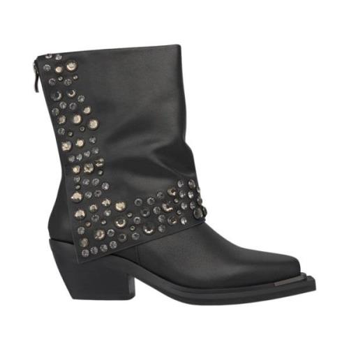 Alma EN Pena Studded Pleat Bootie Black, Dam