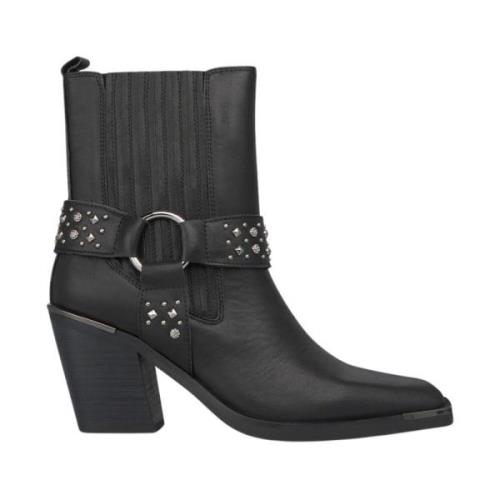 Alma EN Pena Studded square toe ankle boot Black, Dam