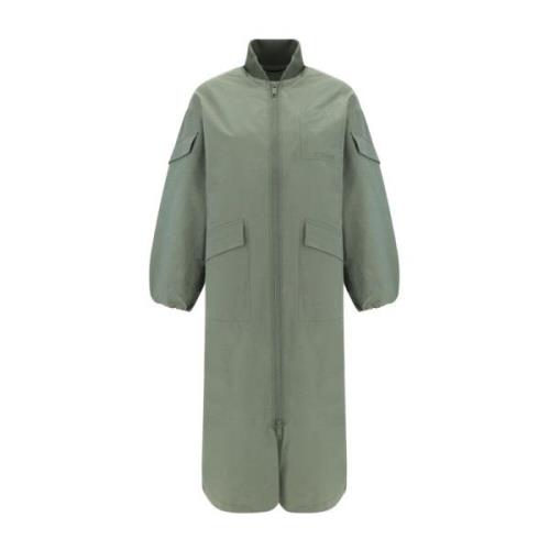 Ganni Oversized Shell Coat Green, Dam