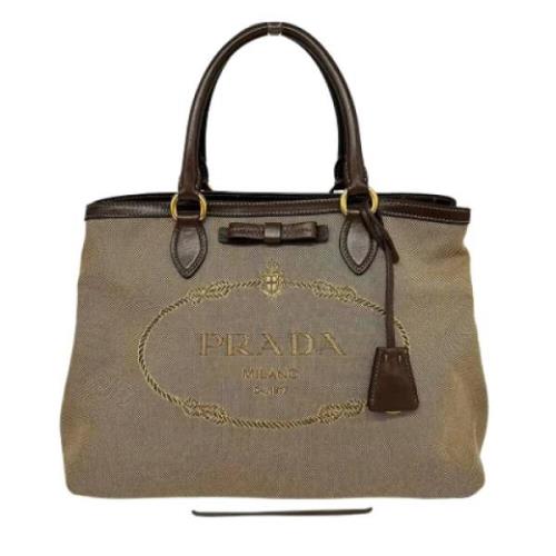 Prada Vintage Pre-owned Canvas prada-vskor Beige, Dam