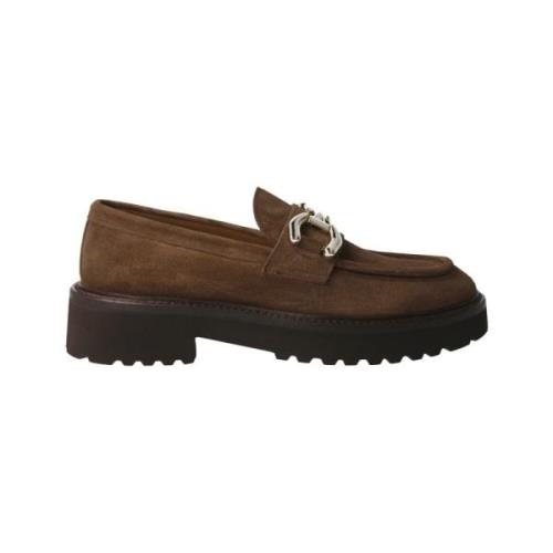 Calce Kamel Mocka Dam Loafer med Guld Detalj Brown, Dam