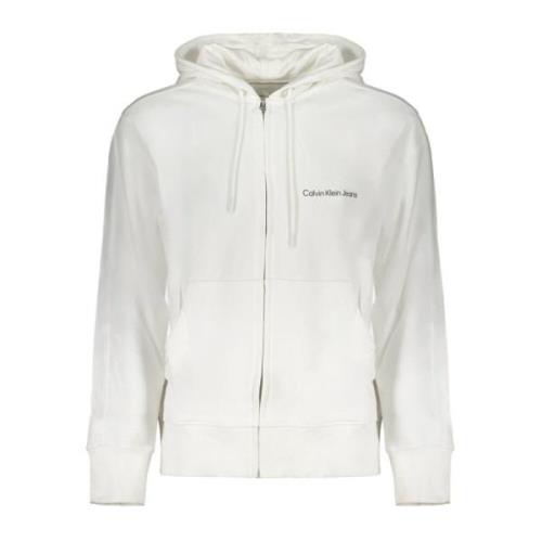 Calvin Klein Vit Hoodie med Dragkedja och Logo White, Herr