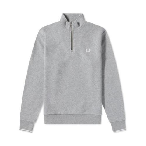 Fred Perry Vit Half Zip Sweatshirt Gray, Herr