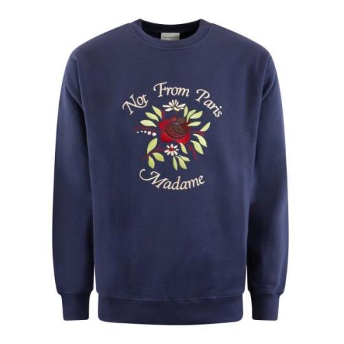 Drole de Monsieur Blommig Slogan Sweatshirt Blue, Herr