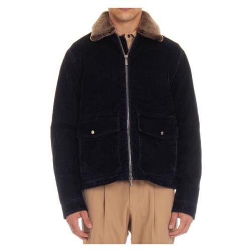 Moorer Blå Zip Jacka med Avtagbar Shearling Krage Blue, Dam