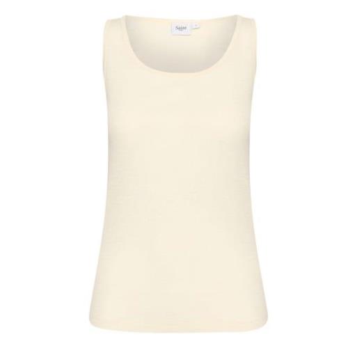 Saint Tropez Ull Tank Top Ice Beige, Dam