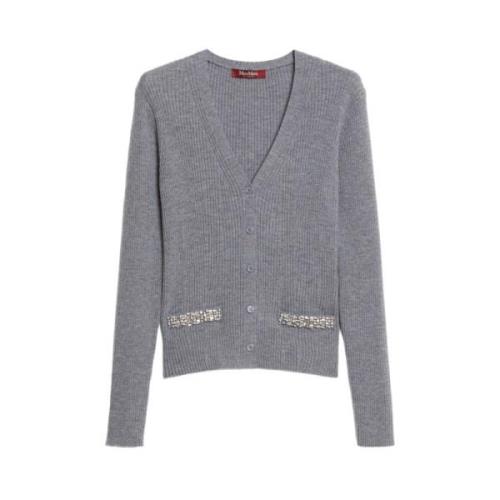 Max Mara Studio Stickad Kofta Gray, Dam