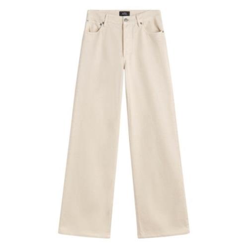 A.p.c. Högmidjade Straight Leg Denim Jeans Beige, Dam