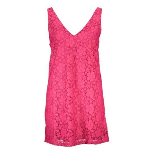 Desigual Kort Enaxlad Klänning Rosa Pink, Dam