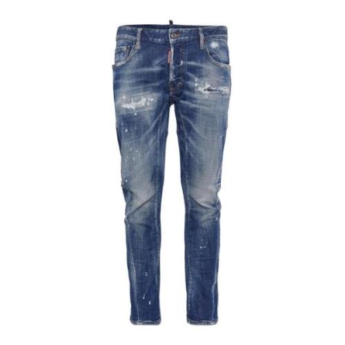 Dsquared2 Blå Distressed Skinny Jeans Blue, Herr